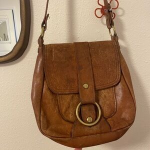 Vintage Tan Leather Crossbody Bag
